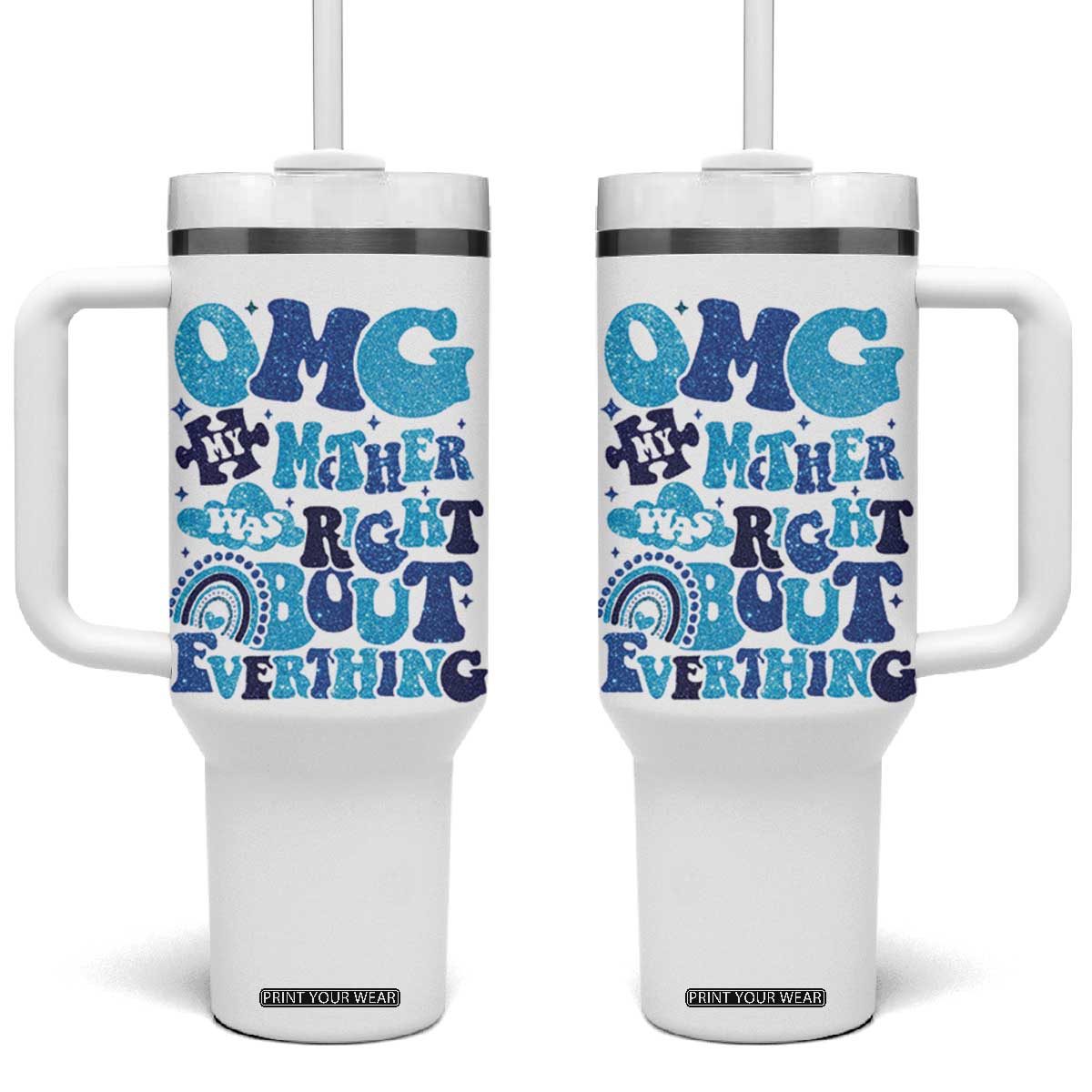 Funny Gifts For Mom Tumbler With Handle Mommy Mama Momma Gift Ideas Mothers Day Gifts TB10 One Size: 40 oz White Print Your Wear
