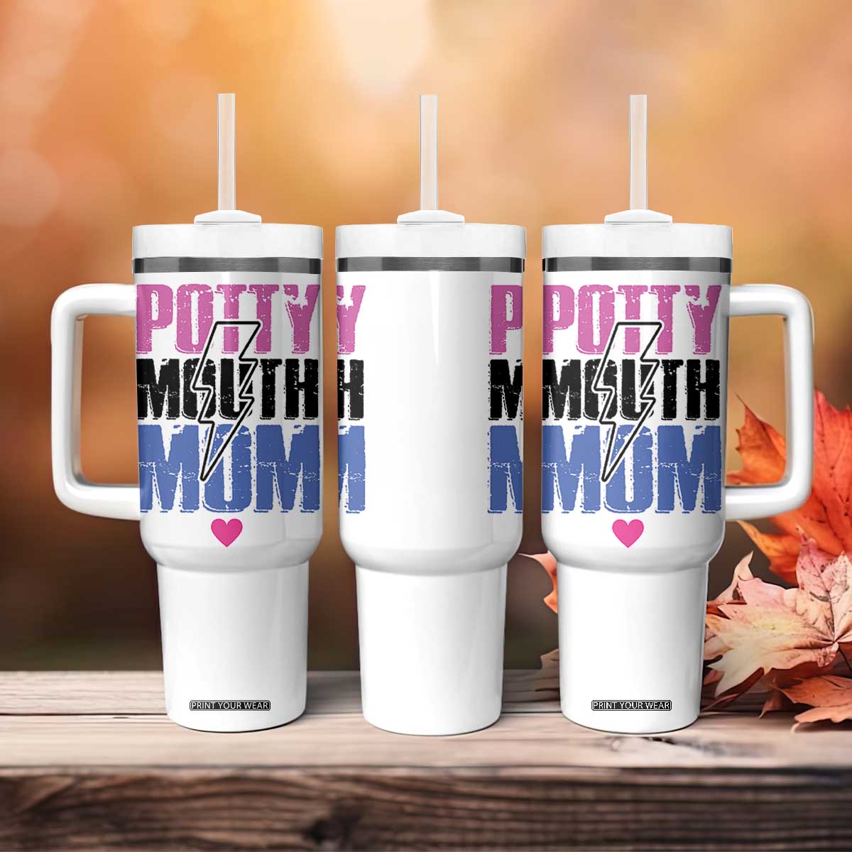 Funny Mom Birthday Gift Tumbler With Handle Potty Mouth Mom Valentines Mothers Day Present TB10 Print Your Wear