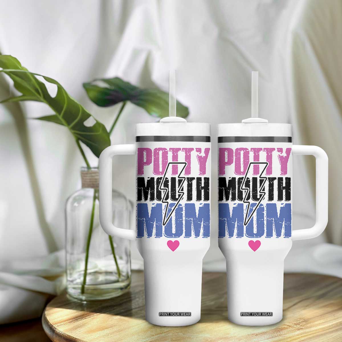 Funny Mom Birthday Gift Tumbler With Handle Potty Mouth Mom Valentines Mothers Day Present TB10 Print Your Wear