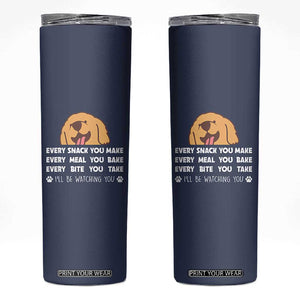Funny Dog Lover Skinny Tumbler Retro Peeking Dog Every Snack You Make Fun Pet Humor TB10 Navy Print Your Wear