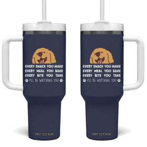 Funny Dog Lover Tumbler With Handle Retro Peeking Dog Every Snack You Make Fun Pet Humor TB10 One Size: 40 oz Navy Print Your Wear