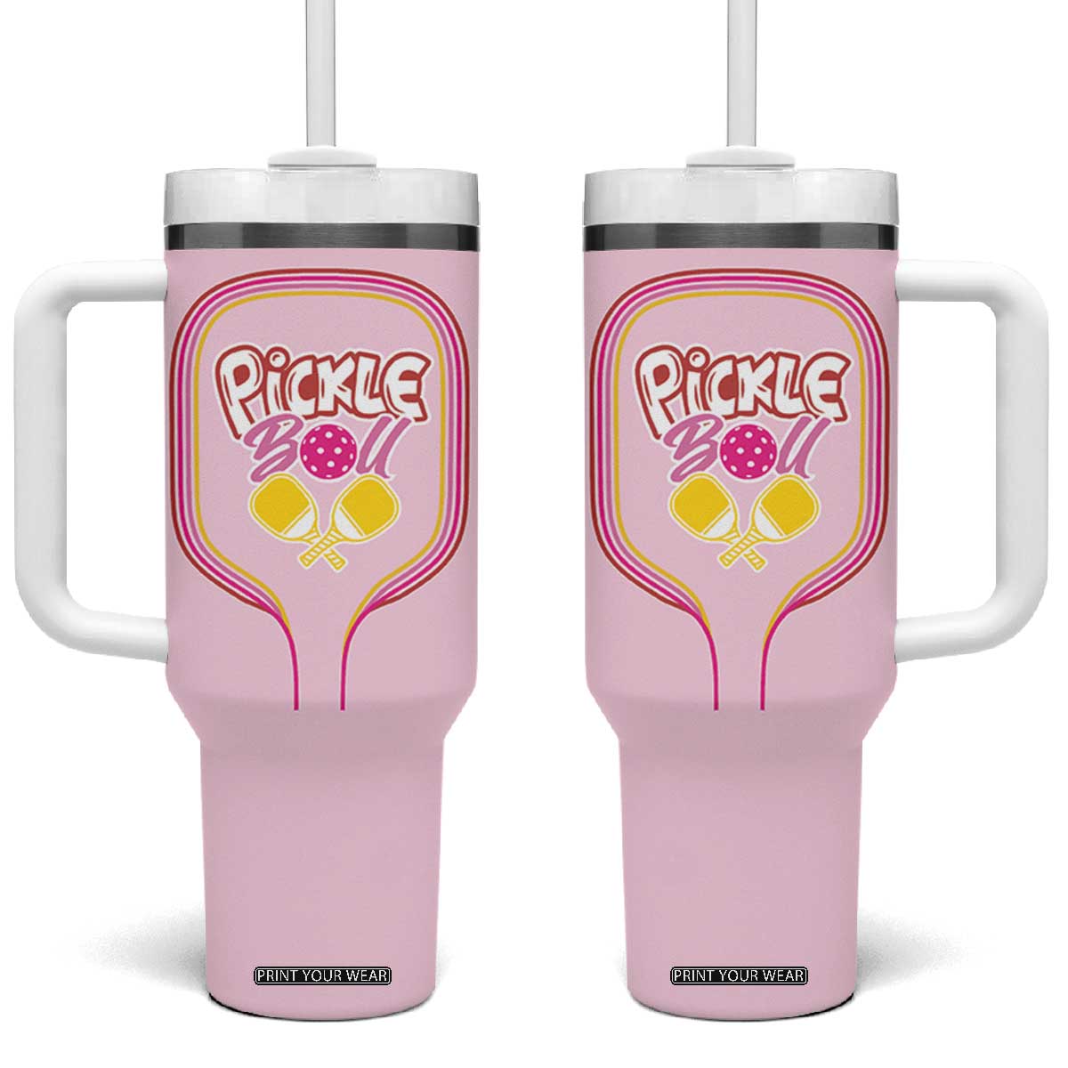 Pickleball Gifts For Women Tumbler With Handle Womens Pink Pickle Ball Lovers Player Coach TB10 One Size: 40 oz Pink Print Your Wear