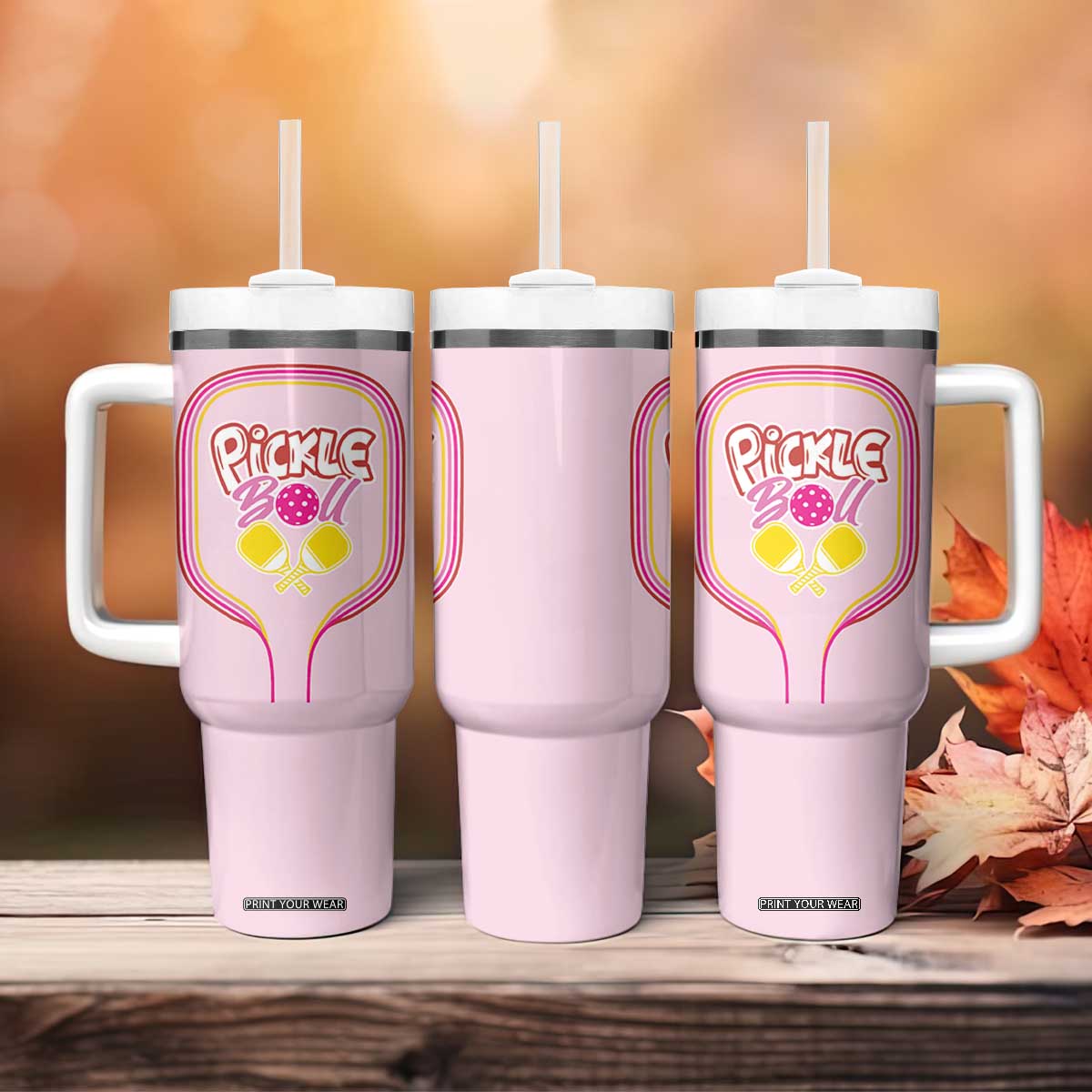 Pickleball Gifts For Women Tumbler With Handle Womens Pink Pickle Ball Lovers Player Coach TB10 Print Your Wear