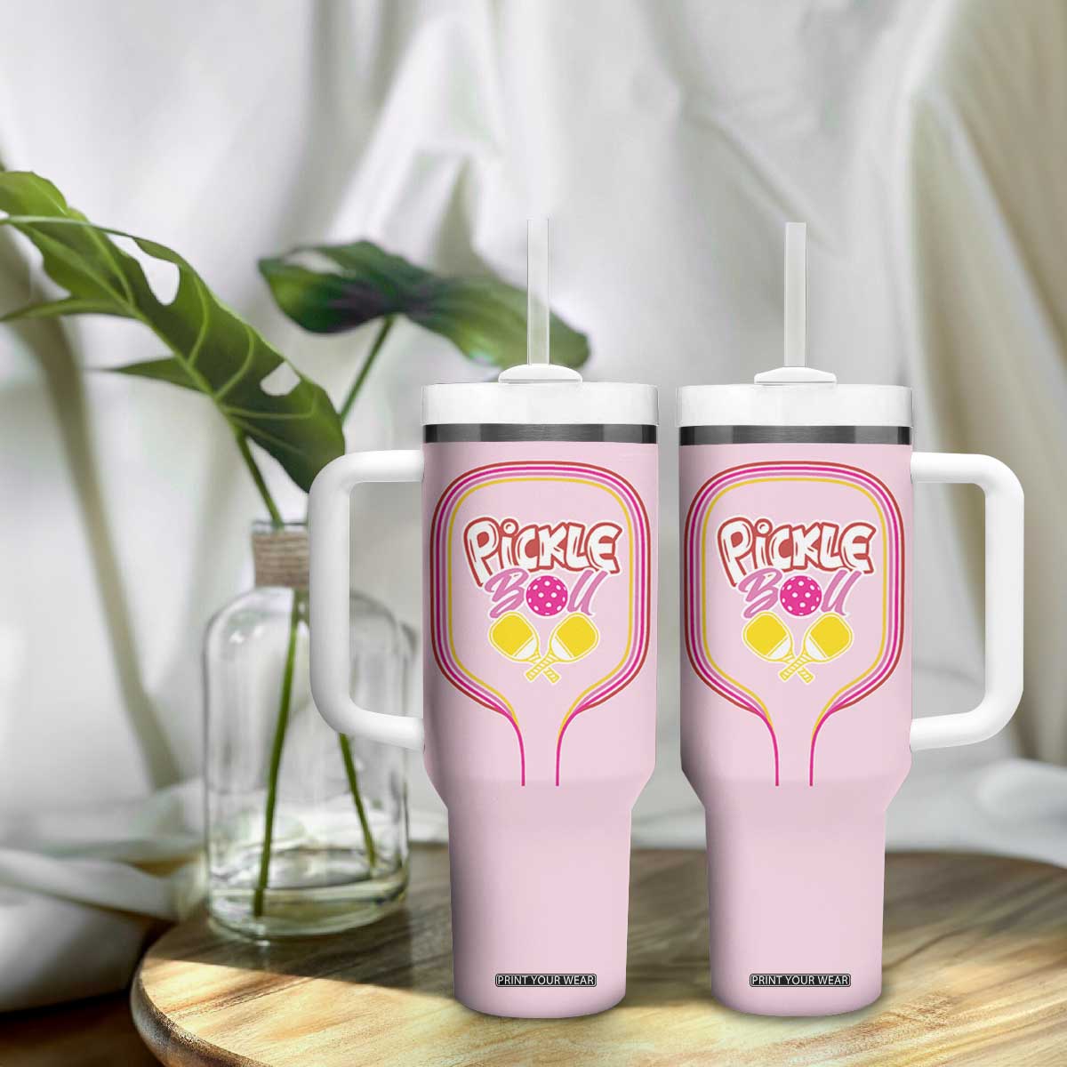 Pickleball Gifts For Women Tumbler With Handle Womens Pink Pickle Ball Lovers Player Coach TB10 Print Your Wear