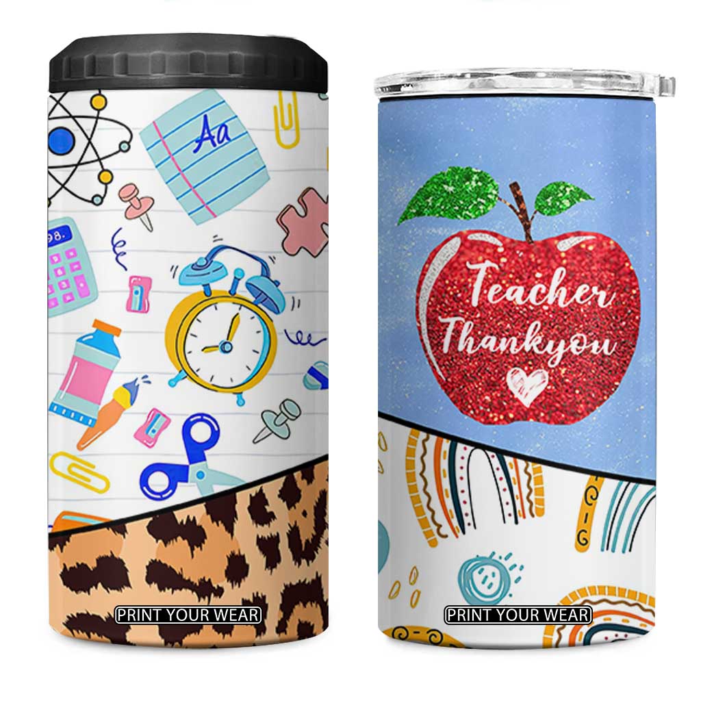 Teacher 4 in 1 Can Cooler Tumbler Teaching Is A Work of Heart Teachers Day Appreciation Gifts TB10 One Size: 16 oz White Print Your Wear