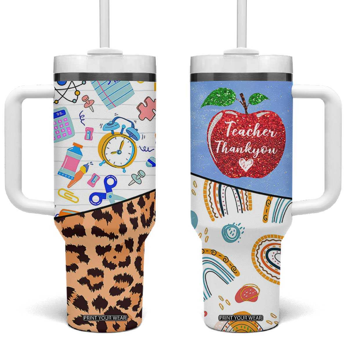Teacher Tumbler With Handle Teaching Is A Work of Heart Teachers Day Appreciation Gifts TB10 One Size: 40 oz White Print Your Wear