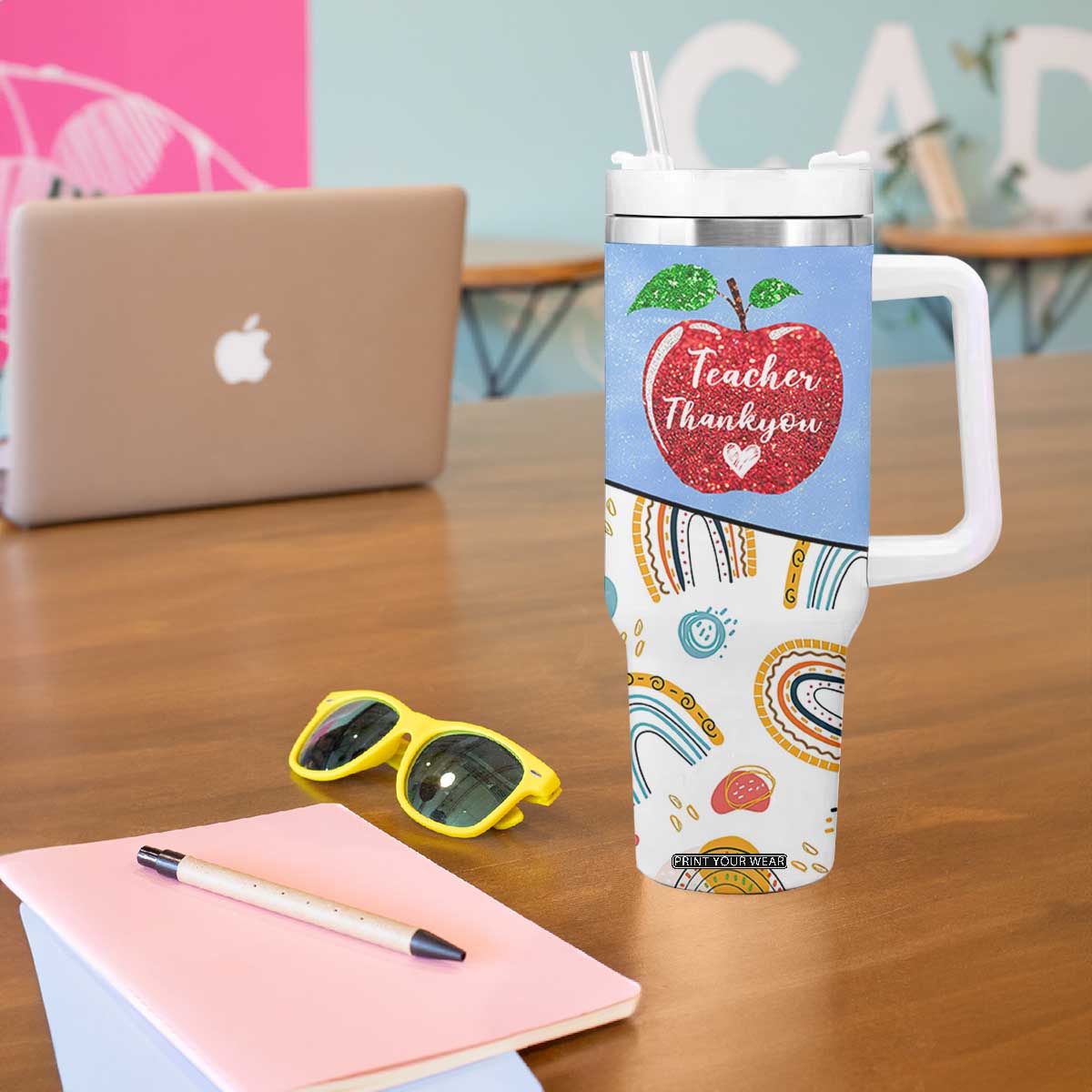 Teacher Tumbler With Handle Teaching Is A Work of Heart Teachers Day Appreciation Gifts TB10 Print Your Wear
