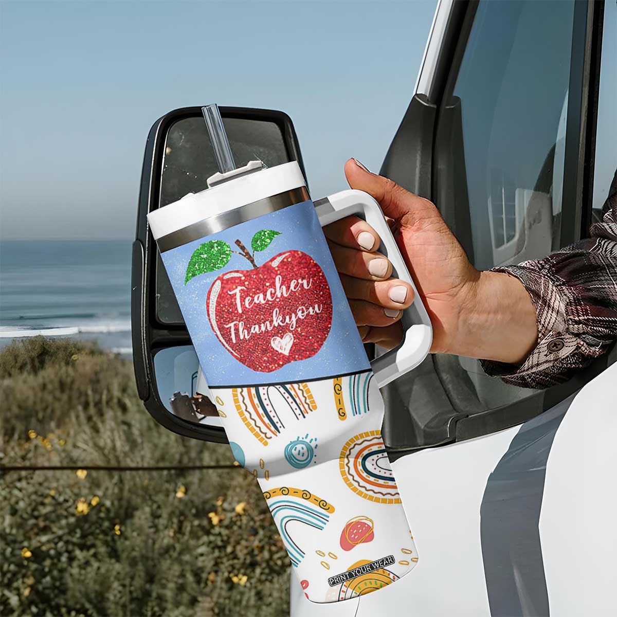 Teacher Tumbler With Handle Teaching Is A Work of Heart Teachers Day Appreciation Gifts TB10 Print Your Wear