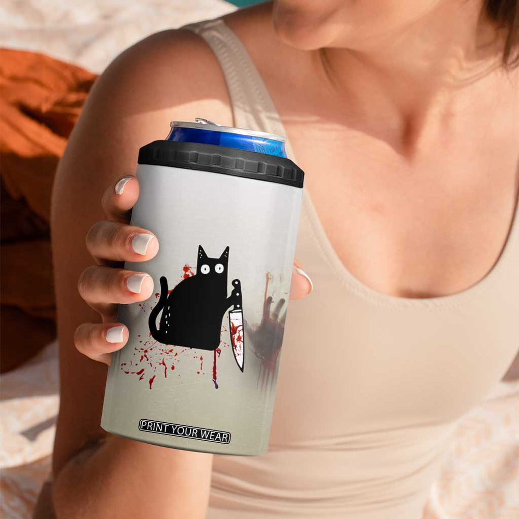 Halloween Cat Lover Gift 4 in 1 Can Cooler Tumbler I'll Put You In The Trunk And Help People Look For You Don't Test Me TB10 Print Your Wear
