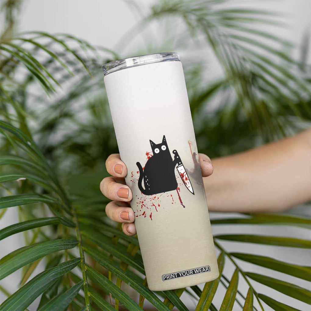 Halloween Cat Lover Gift Skinny Tumbler I'll Put You In The Trunk And Help People Look For You Don't Test Me TB10 Print Your Wear