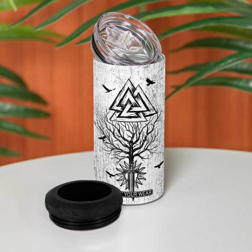 Viking 4 in 1 Can Cooler Tumbler Raven Celtic Gift For Men Dad Son TB10 Print Your Wear