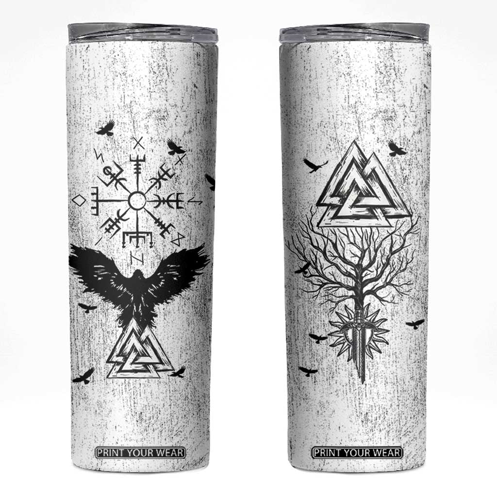 Viking Skinny Tumbler Raven Celtic Gift For Men Dad Son TB10 Grey Print Your Wear