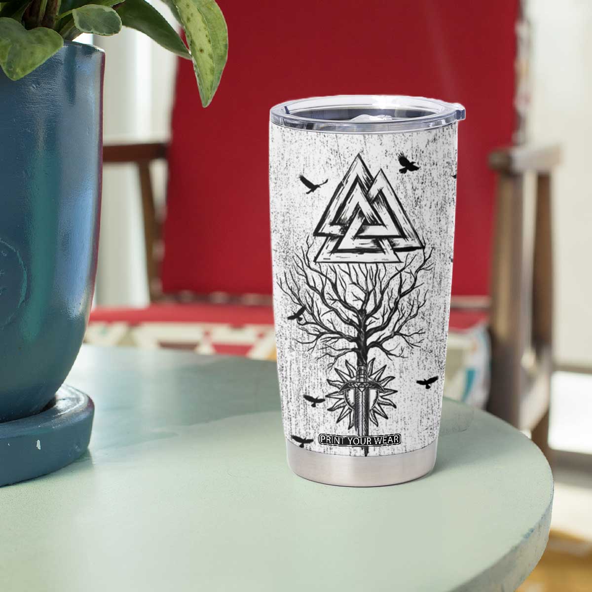 Viking Tumbler Cup Raven Celtic Gift For Men Dad Son TB10 Print Your Wear