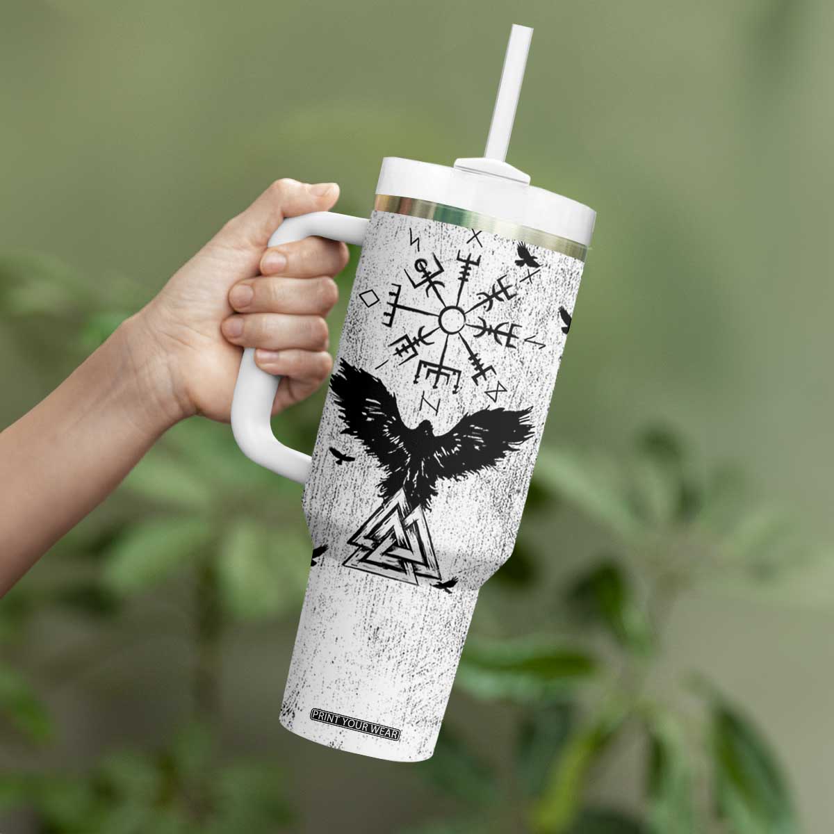 Viking Tumbler With Handle Raven Celtic Gift For Men Dad Son TB10 Print Your Wear