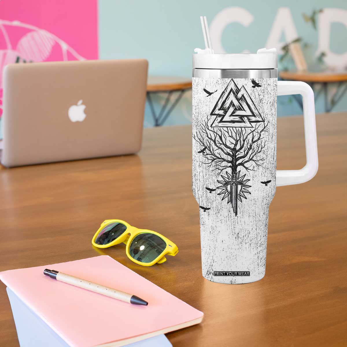 Viking Tumbler With Handle Raven Celtic Gift For Men Dad Son TB10 Print Your Wear