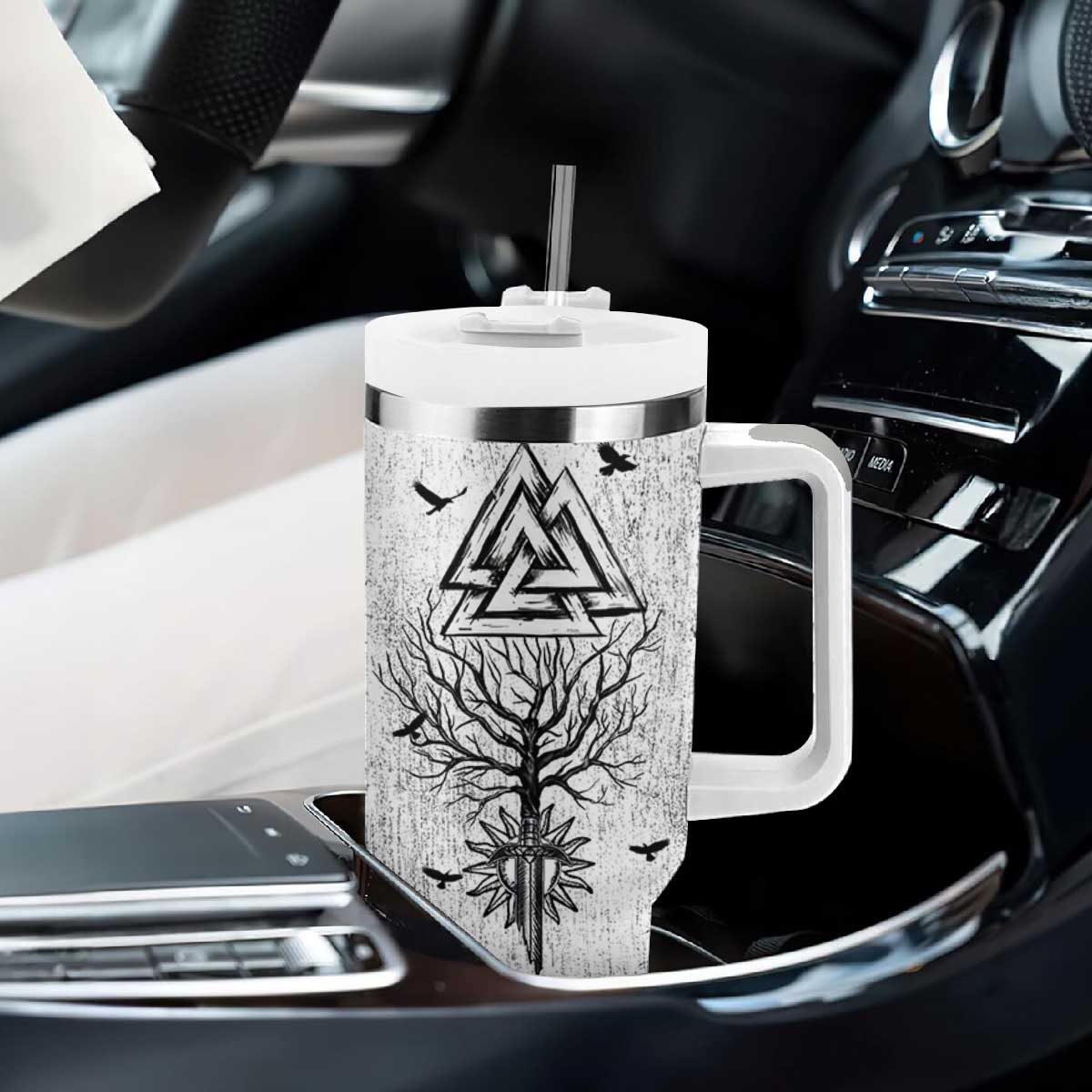 Viking Tumbler With Handle Raven Celtic Gift For Men Dad Son TB10 Print Your Wear