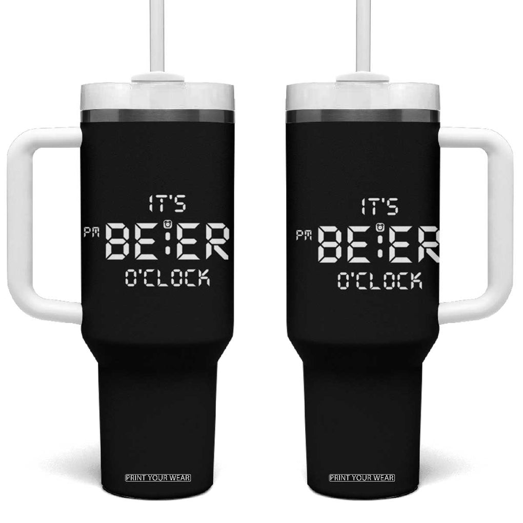 Funny Beer Tumbler With Handle It's Beer O'Clock TB10 One Size: 40 oz Black Print Your Wear