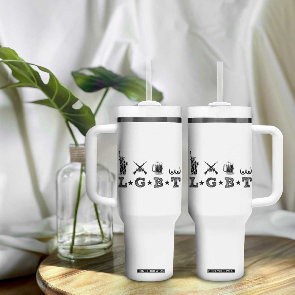 Funny LGBT Tumbler With Handle Liberty Gun Beer Tits TB10 Print Your Wear
