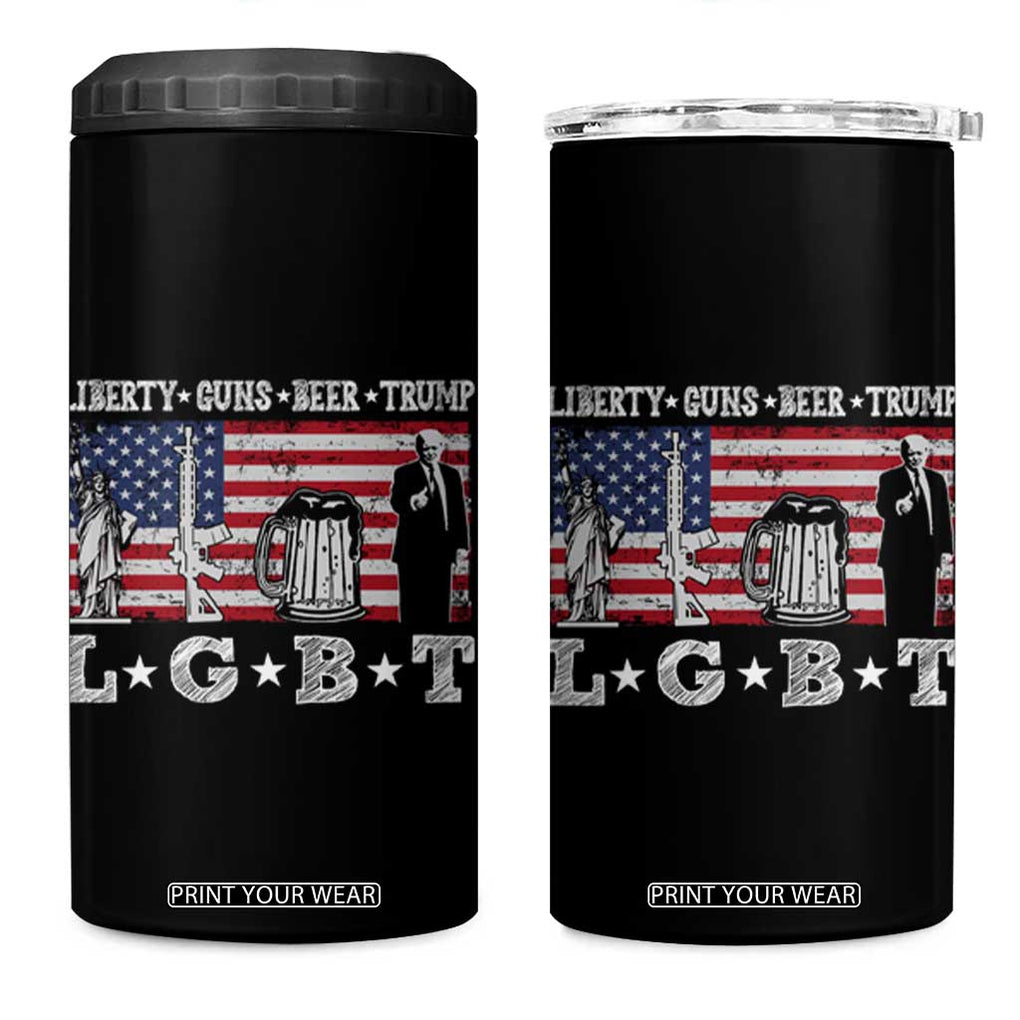 Funny LGBT 4 in 1 Can Cooler Tumbler Liberty Guns Beer Trump American Flag TB10 One Size: 16 oz Black Print Your Wear