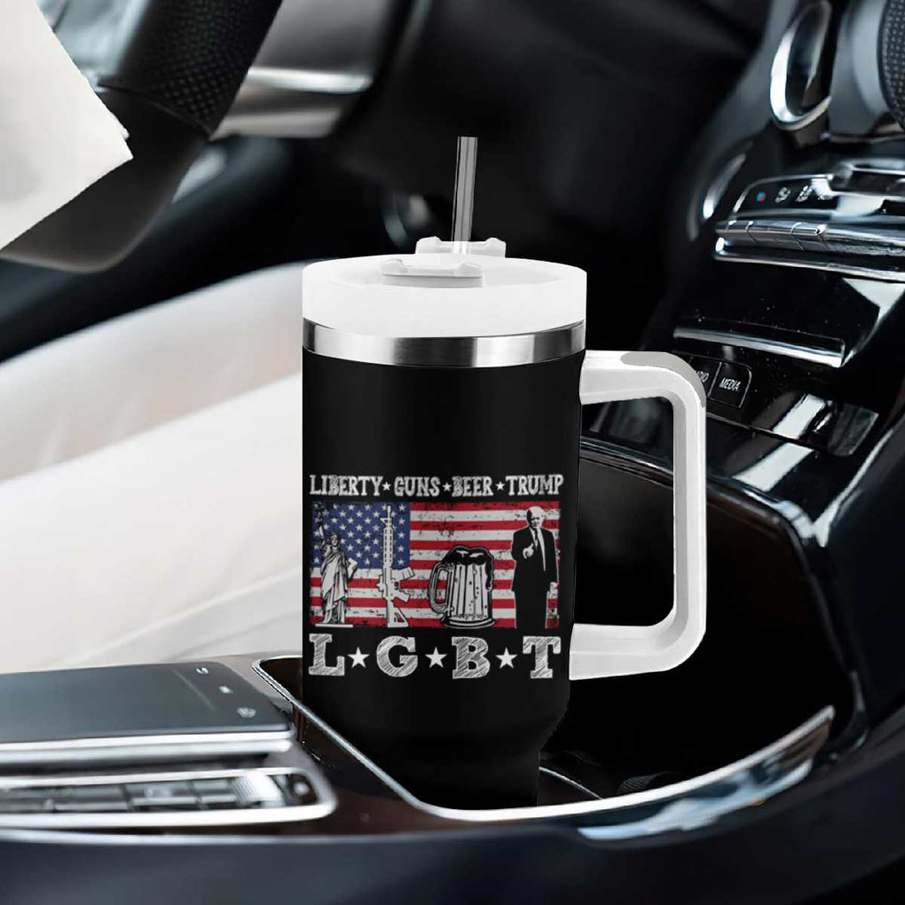 Funny LGBT Tumbler With Handle Liberty Guns Beer Trump American Flag TB10 Print Your Wear