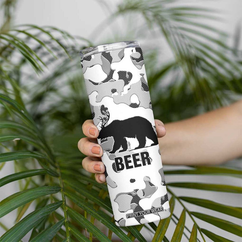 Funny Bear Beer Lovers Skinny Tumbler Camo Bear Hunting TB10 Print Your Wear