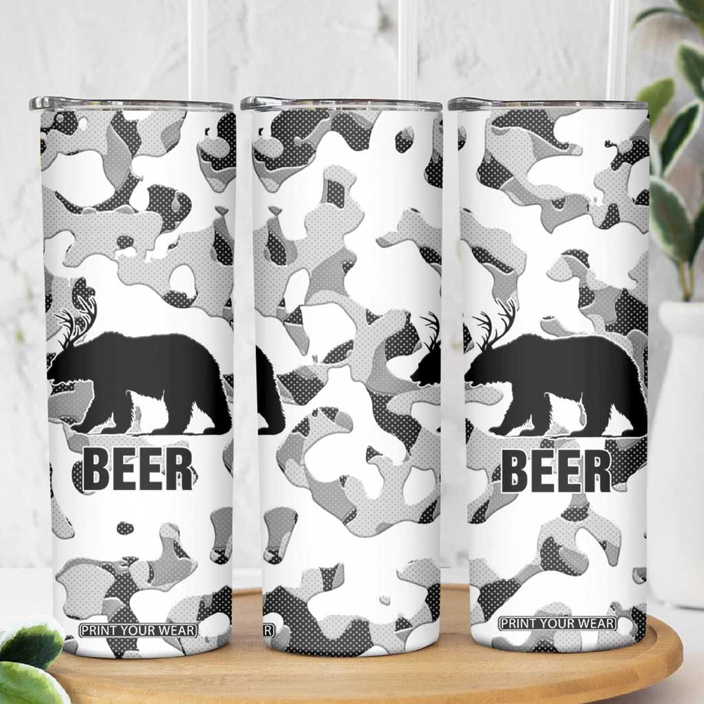 Funny Bear Beer Lovers Skinny Tumbler Camo Bear Hunting TB10 Print Your Wear