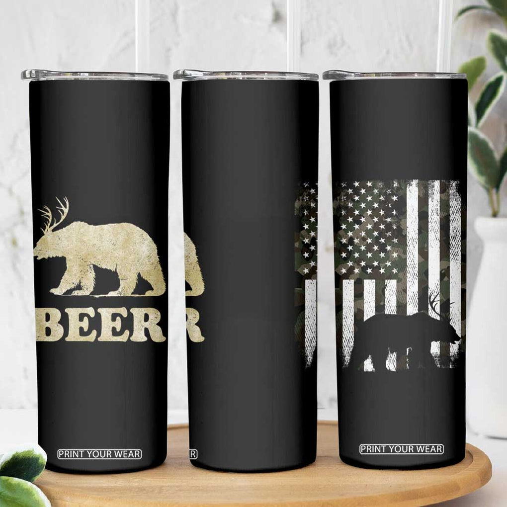 Funny Bear Beer Lovers Skinny Tumbler Camo American Flag Hunting Gifts Men Dad Grandpa TB10 Print Your Wear
