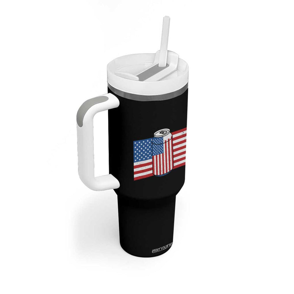 Funny Mens Drinking Tumbler With Handle I'm Holding a Beer So Yeah I'm Pretty Busy American Flag TB10 Print Your Wear