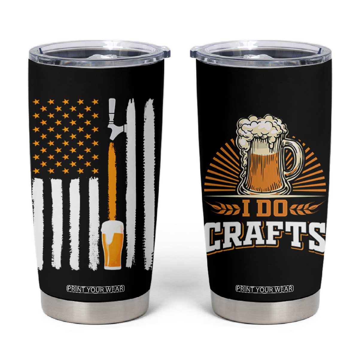 Craft Beer Tumbler Cup Vintage I Do Crafts Home Brew American Flag TB10 Black Print Your Wear
