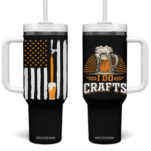 Craft Beer Tumbler With Handle Vintage I Do Crafts Home Brew American Flag TB10 One Size: 40 oz Black Print Your Wear