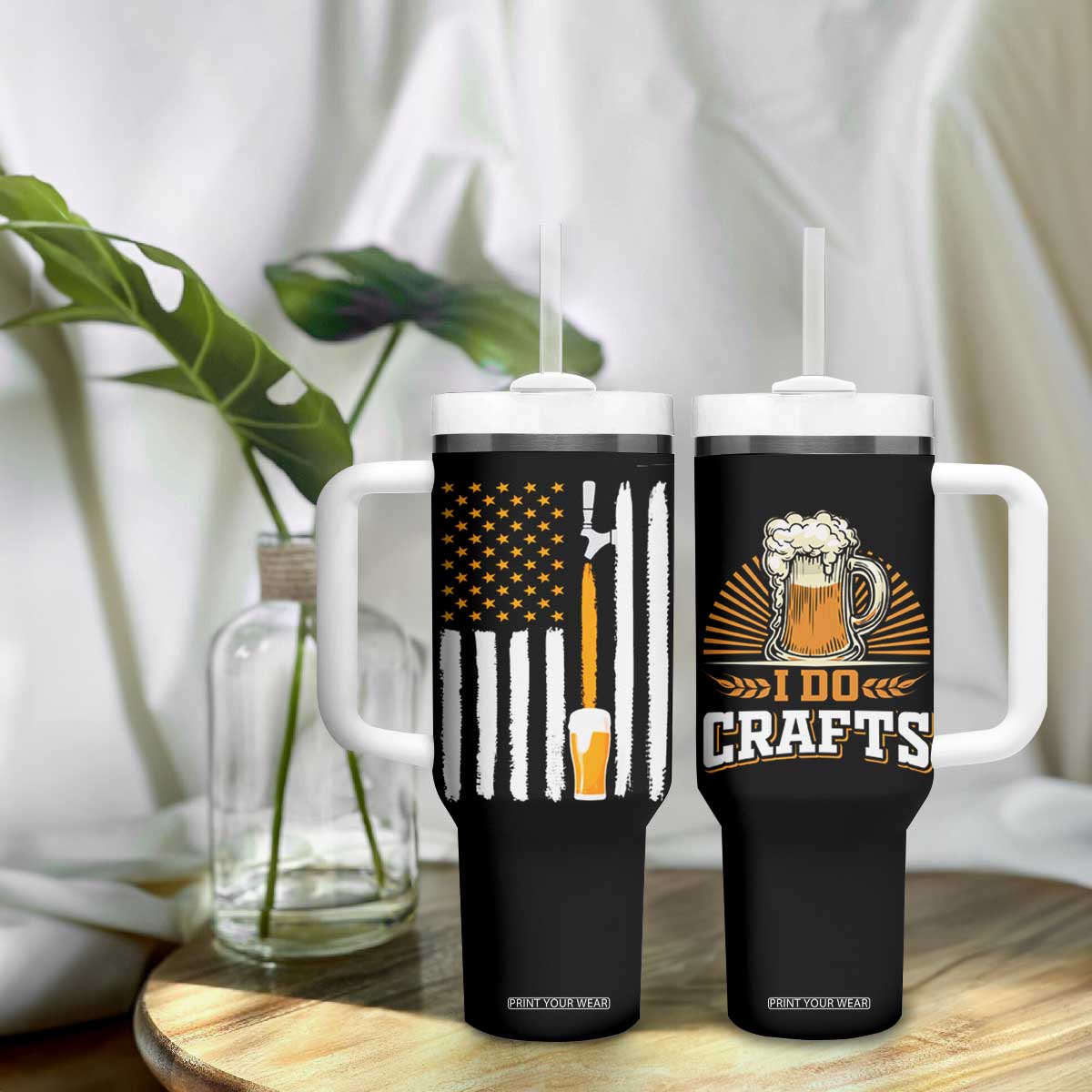Craft Beer Tumbler With Handle Vintage I Do Crafts Home Brew American Flag TB10 Print Your Wear