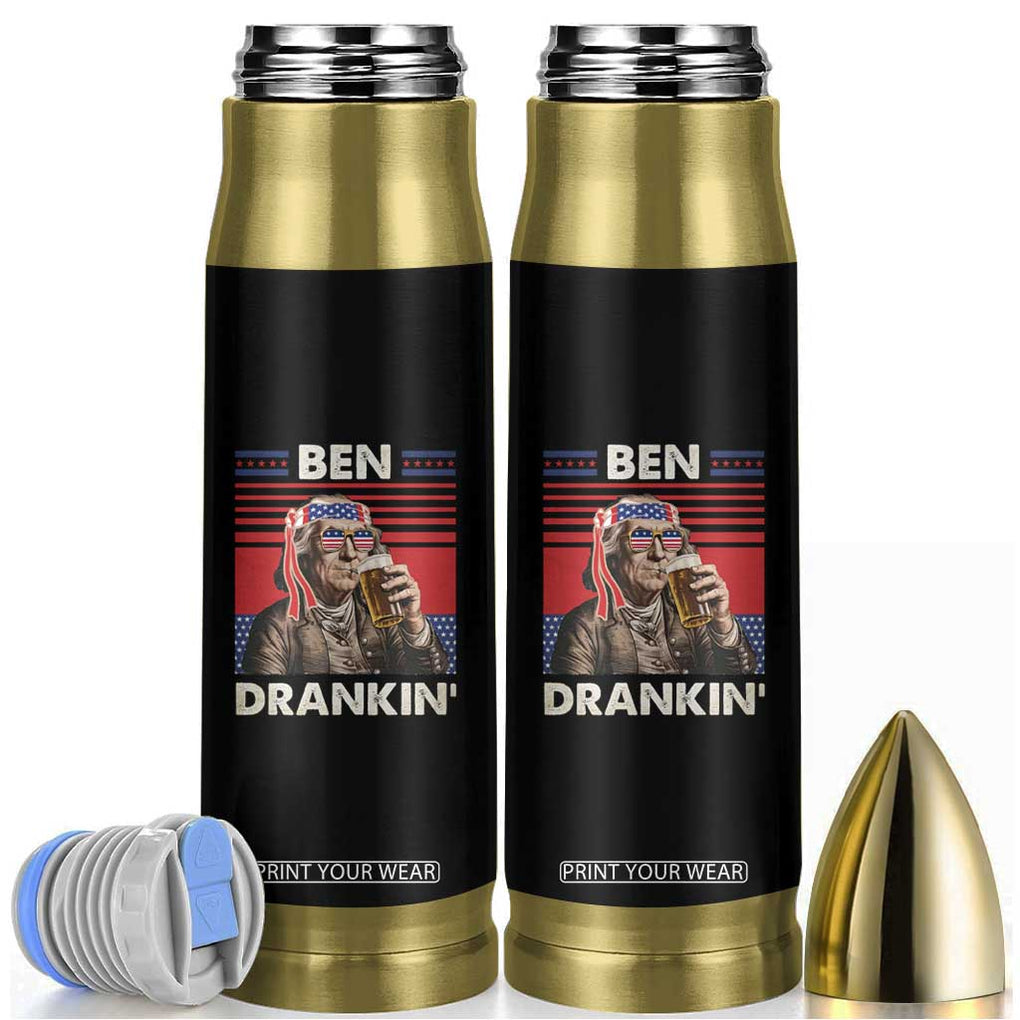 Funny 4th July Beer Lovers Bullet Tumbler Ben Drankin Drinking Patriotic TB10 Black Print Your Wear