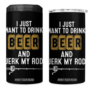 Beer Rod Fishing Lover 4 in 1 Can Cooler Tumbler Perfect Fishing Gift for Birthday TB10 One Size: 16 oz Black Print Your Wear