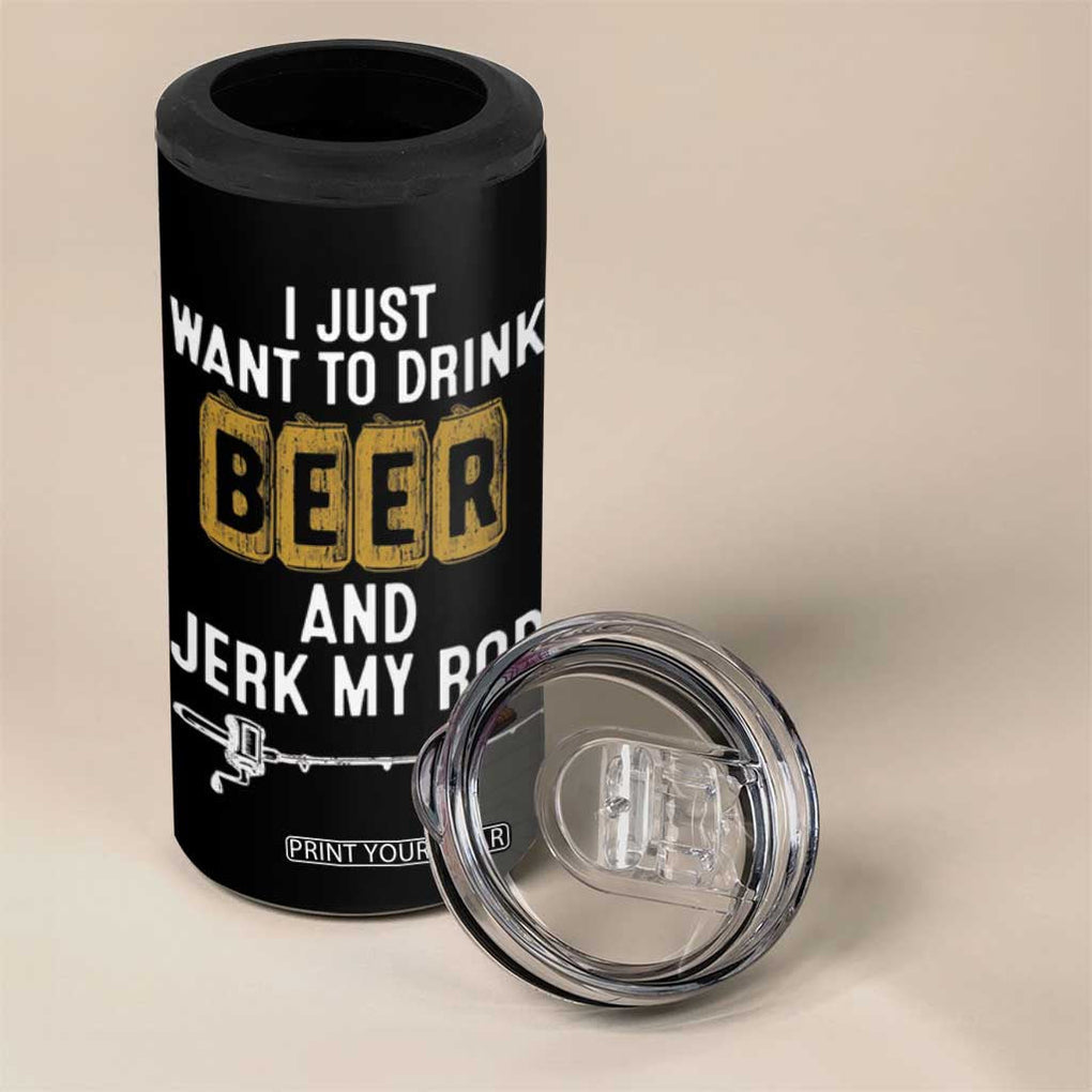 Beer Rod Fishing Lover 4 in 1 Can Cooler Tumbler Perfect Fishing Gift for Birthday TB10 Print Your Wear