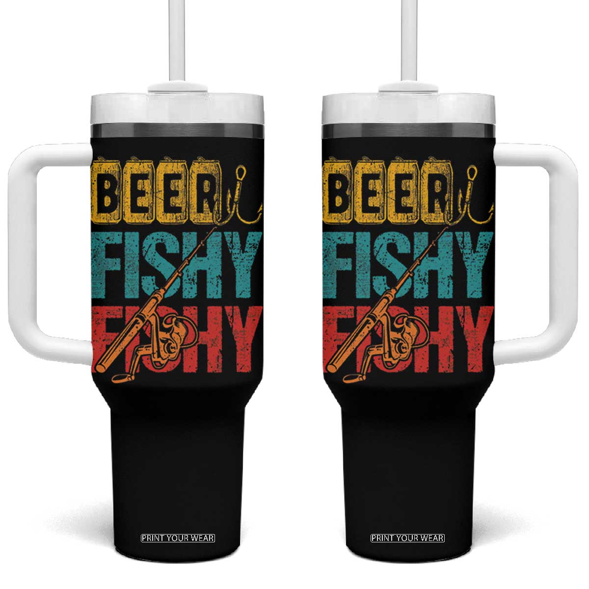 Fishing Gifts Fisherman Tumbler With Handle Beer Fishy Fishy Dad Humor Fisherman TB10 One Size: 40 oz Black Print Your Wear