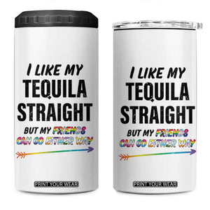 LGBTQ Rainbow Pride Ally 4 in 1 Can Cooler Tumbler I Like My Whiskey Straight But My Friends Can Go Either Way Whiskey Drinking Joke TB10 One Size: 16 oz White Print Your Wear