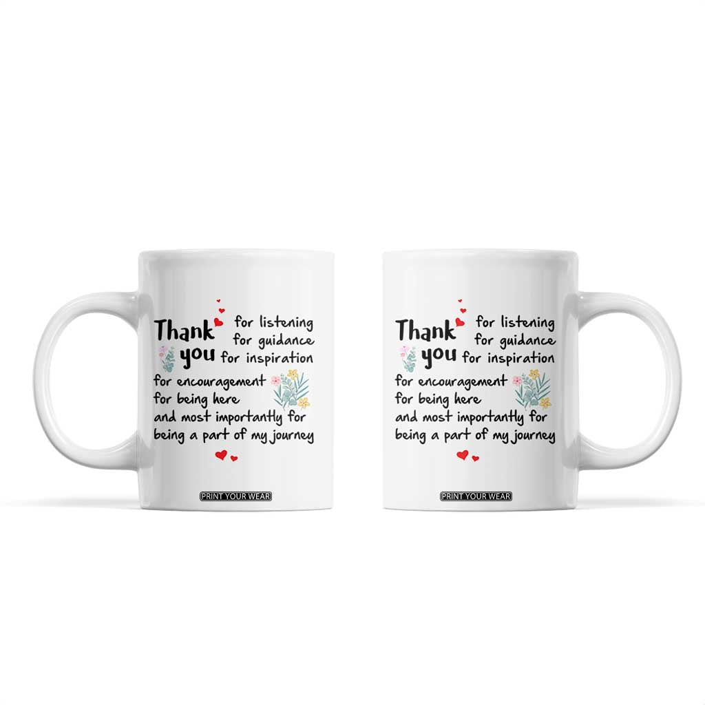 Appreciation Gifts Coffee Mug Flower Thank You Being A Part Of My Journey TB10 Cream Print Your Wear