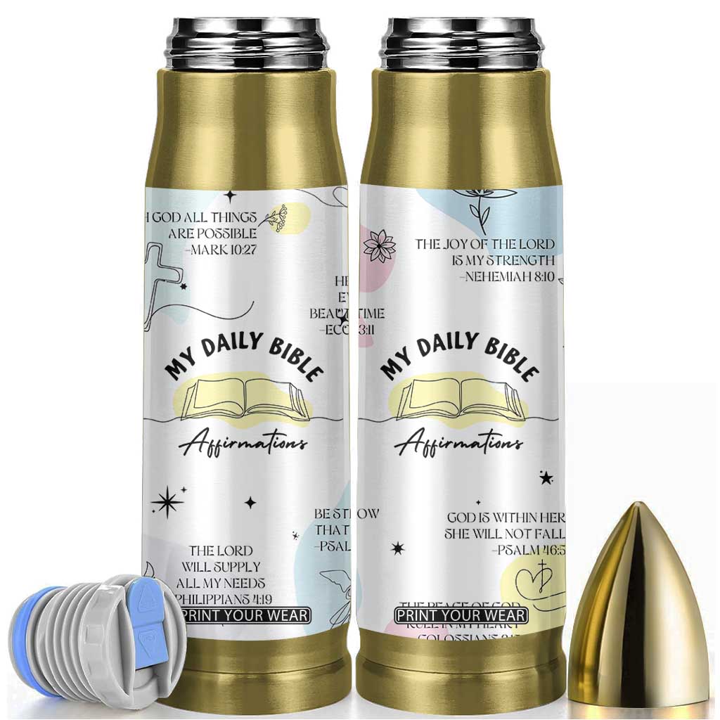 Daily Bible Affirmations Bullet Tumbler Christian Mental Health Encouraging Gift TB10 White Print Your Wear