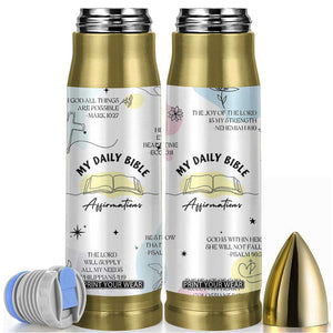 Daily Bible Affirmations Bullet Tumbler Christian Mental Health Encouraging Gift TB10 White Print Your Wear