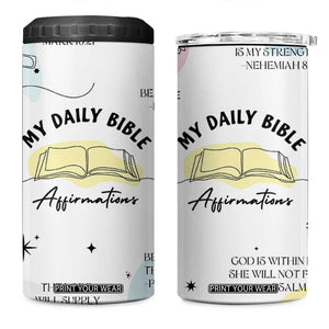 Daily Bible Affirmations 4 in 1 Can Cooler Tumbler Christian Mental Health Encouraging Gift TB10 One Size: 16 oz White Print Your Wear