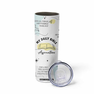 Daily Bible Affirmations Skinny Tumbler Christian Mental Health Encouraging Gift TB10 Print Your Wear