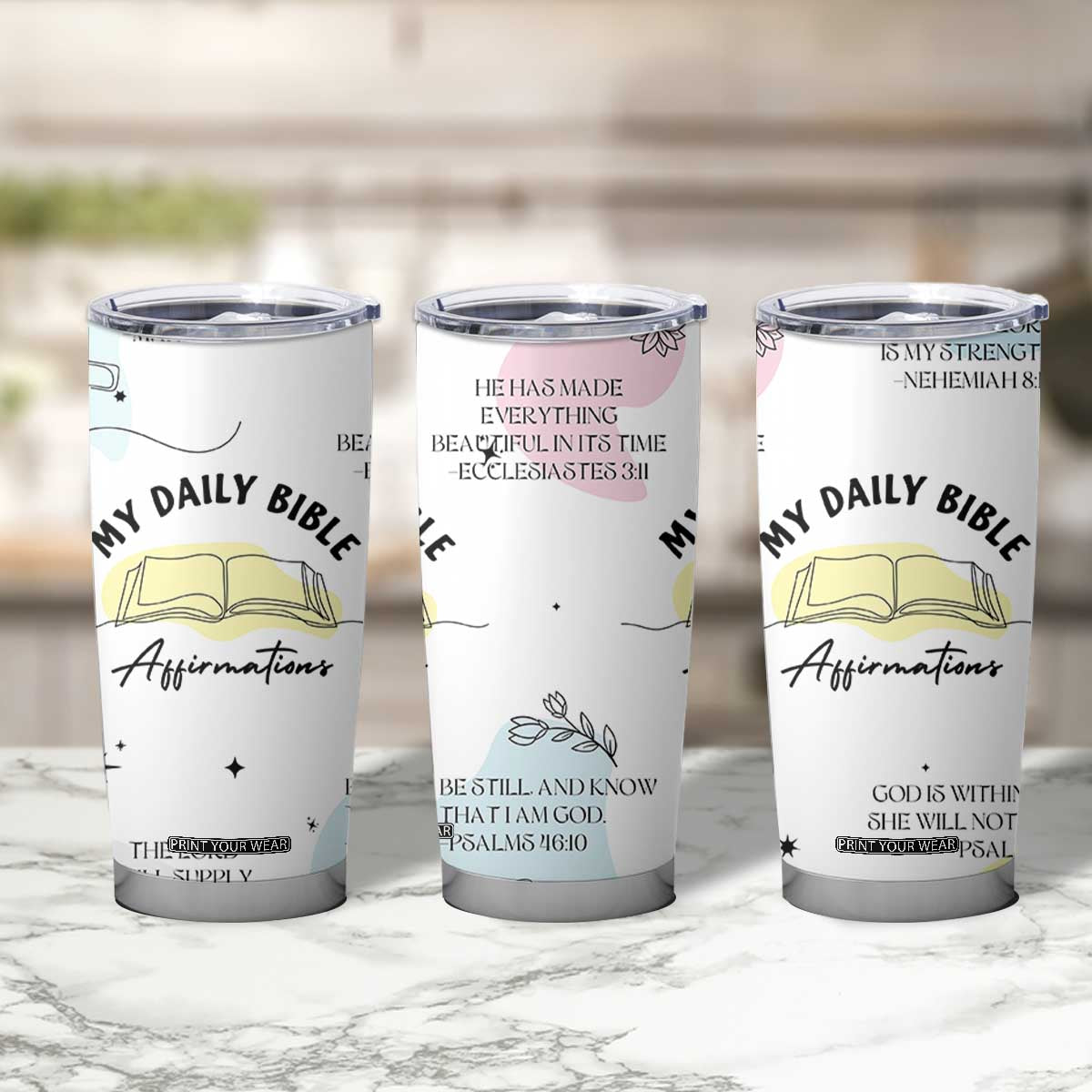 Daily Bible Affirmations Tumbler Cup Christian Mental Health Encouraging Gift TB10 Print Your Wear