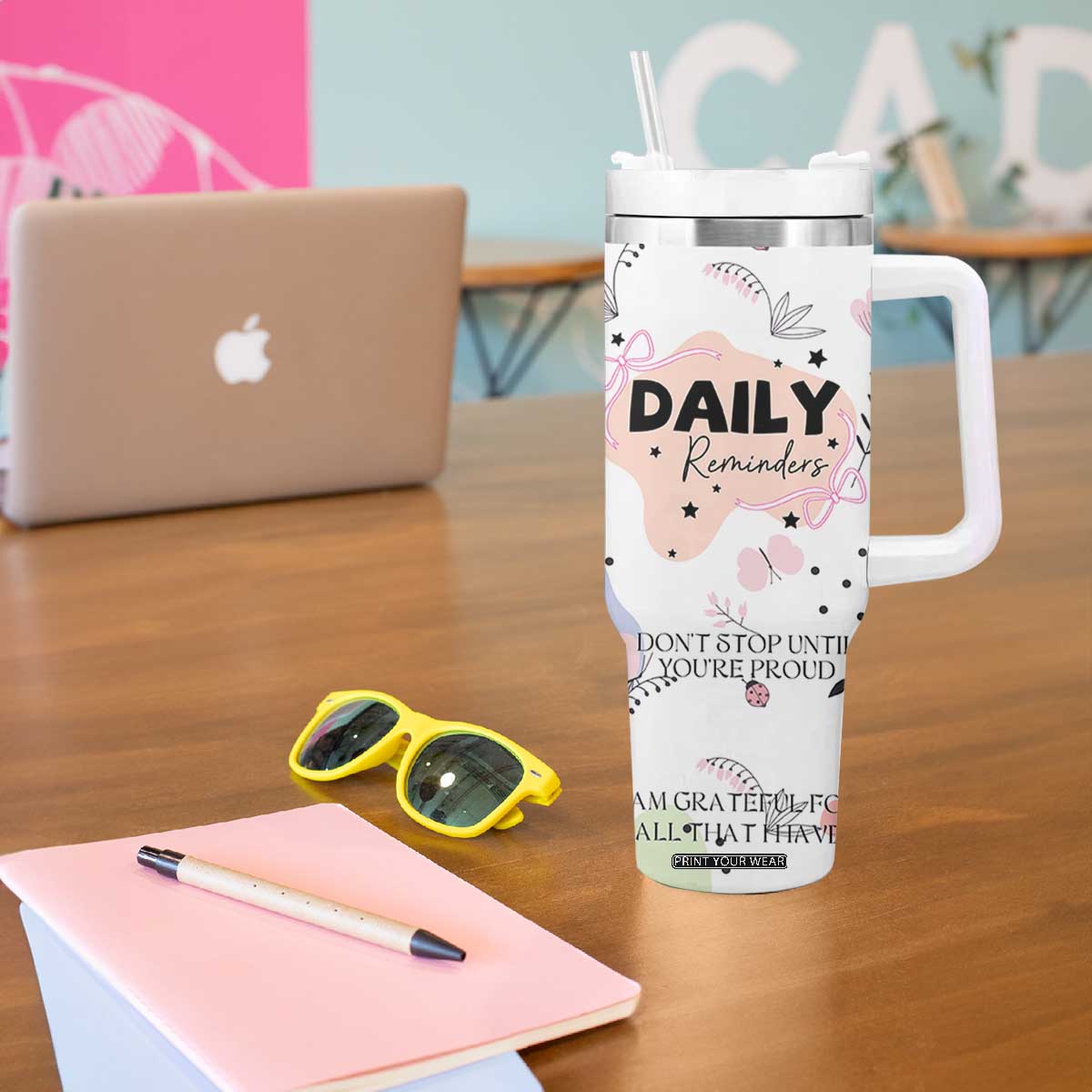 Daily Reminders Tumbler With Handle Self Care Mental Health Positive Daily Affirmations Gifts TB10 Print Your Wear