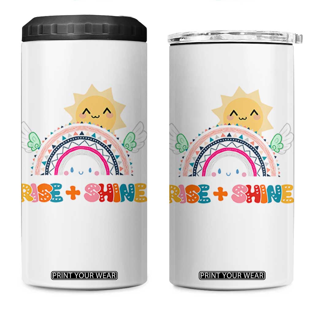 Motivation Gifts 4 in 1 Can Cooler Tumbler Rise And Shine TB10 One Size: 16 oz White Print Your Wear