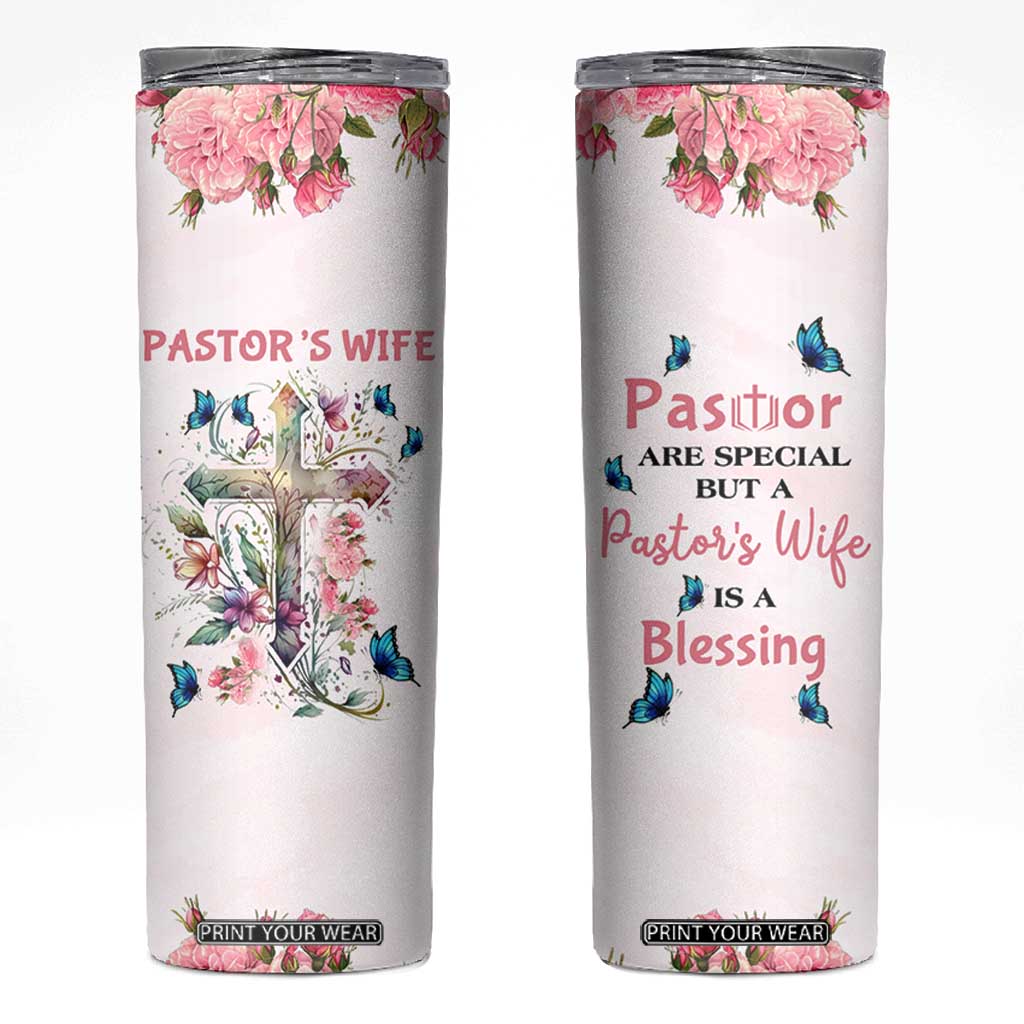 Pastor Wife Appreciation Gifts Skinny Tumbler Pastors Wives Gifts Christian Flower Cross TB10 Pink Print Your Wear
