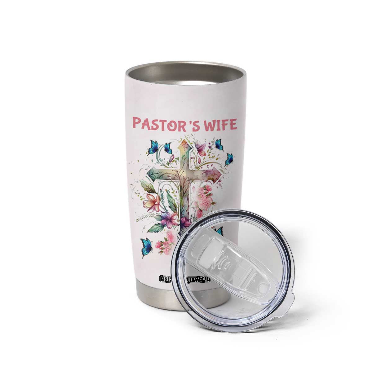 Pastor Wife Appreciation Gifts Tumbler Cup Pastors Wives Gifts Christian Flower Cross TB10 Print Your Wear