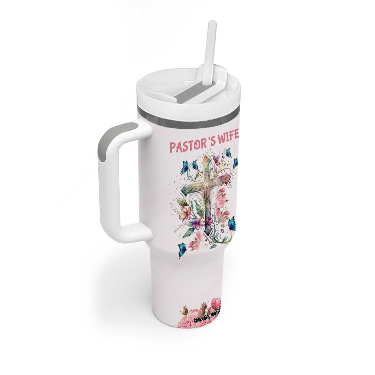 Pastor Wife Appreciation Gifts Tumbler With Handle Pastors Wives Gifts Christian Flower Cross TB10 Print Your Wear