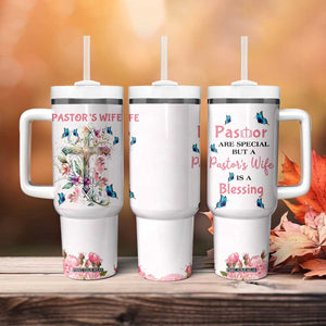Pastor Wife Appreciation Gifts Tumbler With Handle Pastors Wives Gifts Christian Flower Cross TB10 Print Your Wear