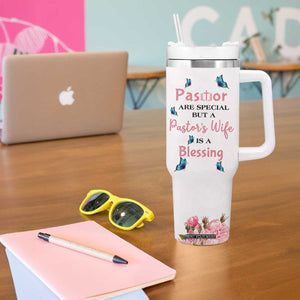 Pastor Wife Appreciation Gifts Tumbler With Handle Pastors Wives Gifts Christian Flower Cross TB10 Print Your Wear