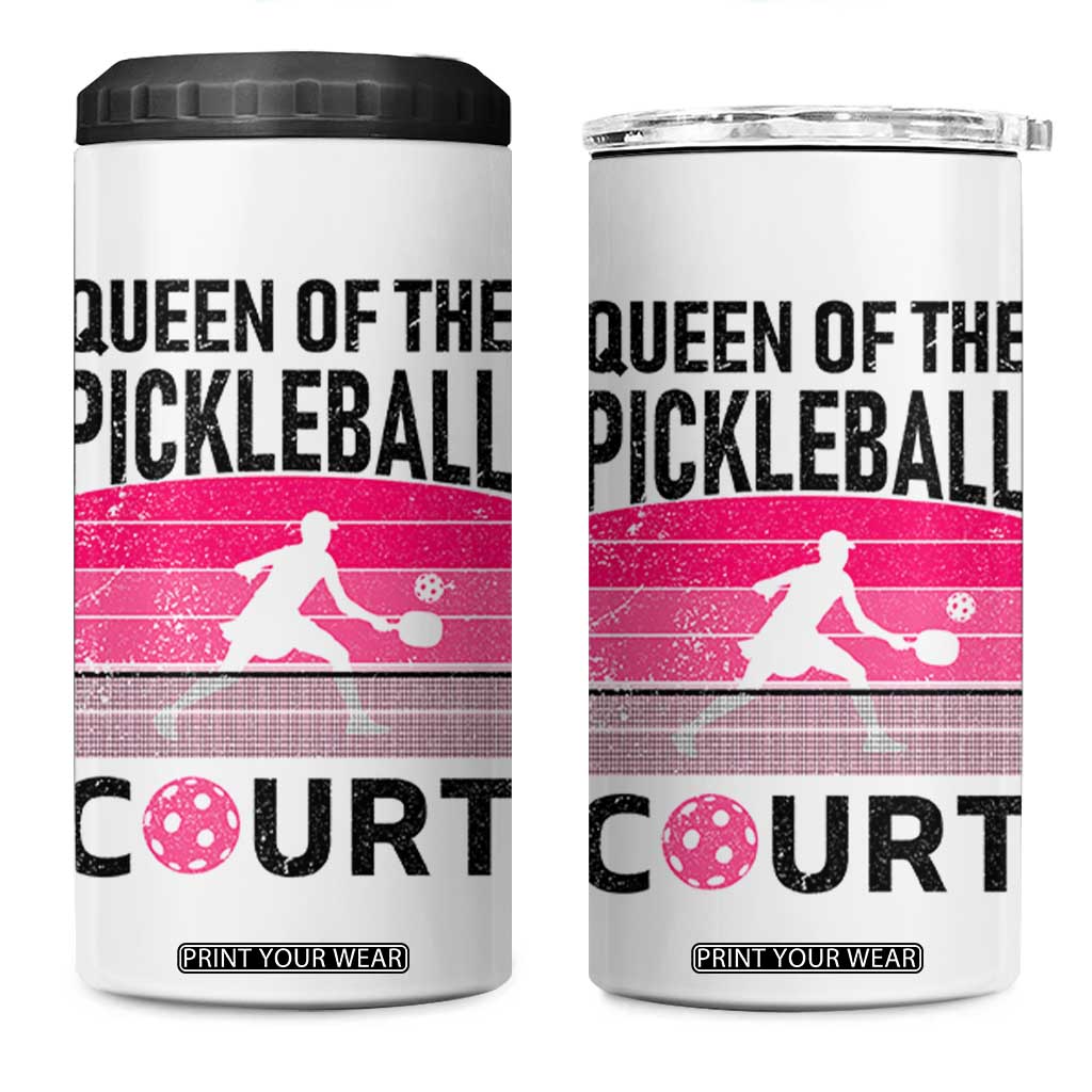 Pickleball Gifts For Women 4 in 1 Can Cooler Tumbler Queen Of The Court Pink Pickle Ball Lovers Player Coach TB10 One Size: 16 oz White Print Your Wear